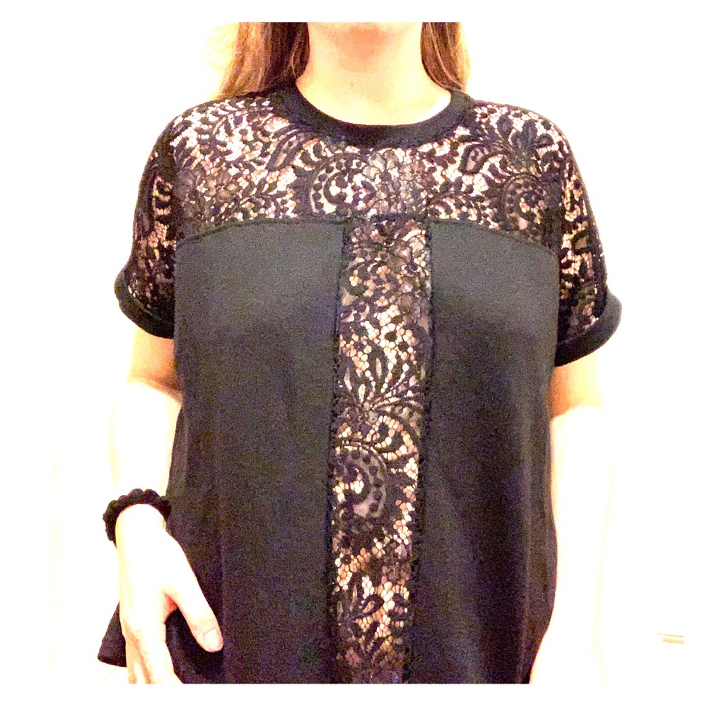 LF The Sloane Society lacy box tee, size S/M